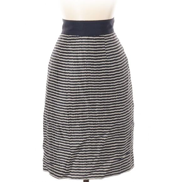 Ann Taylor LOFT linen blend striped blue & white straight skirt - Picture 2 of 9